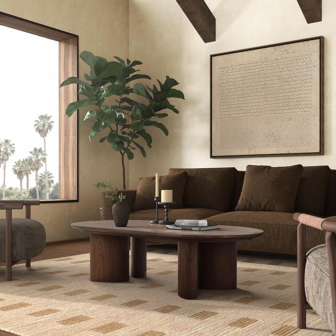 SAFAVIEH Couture Collection Barnard Walnut Oval Solid Wood Coffee Table