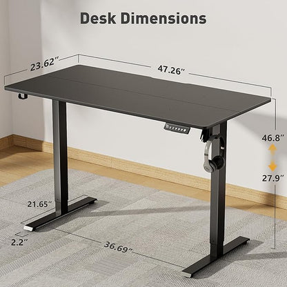48 x 24 Inch Electric Standing Desk Adjustable Height, Sit Stand Desk, Stand up Desk for Home Office, Computer Workstation (Spliced Desktop,Black)