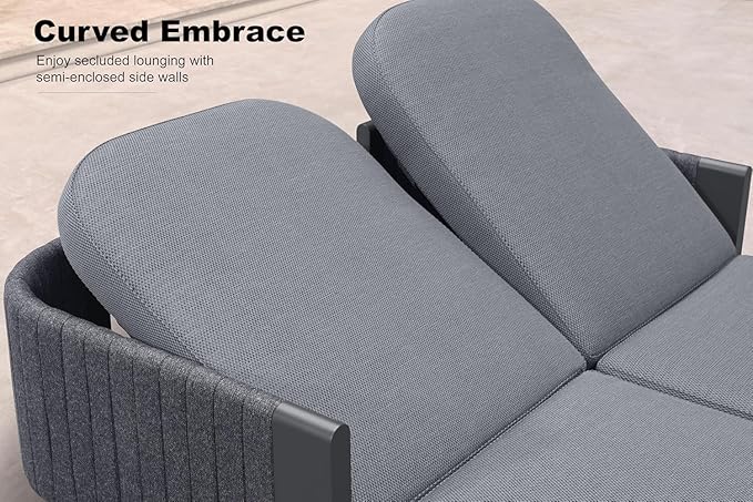 PURPLE LEAF Patio Furniture Set with 2 Person Lounge Chair 7 Pieces Outdoor Conversation Sets PP Rope Patio Sofa with Cushions and Table Deep Seating Furniture for Porch Lawn Backyard Gray