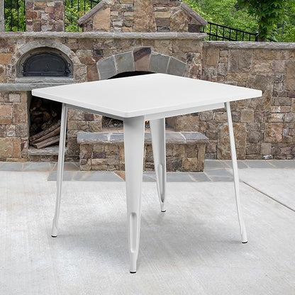 Flash Furniture Felix Commercial Grade 31.5" Square White Metal Indoor-Outdoor Table