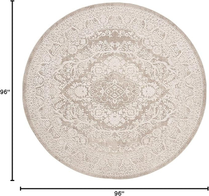 SAFAVIEH Area Rug 8' Round - Reflection Collection - Large - Beige & Cream, Non-Shedding & Easy Cleaning, Ideal for Living Room, Bedroom, Dining Space (RFT668A)