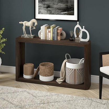 Henn&Hart 52" Wide Rectangular Console Table in Warm Brown, for Home, Living Room, Bedroom, Entertainment Room, Office