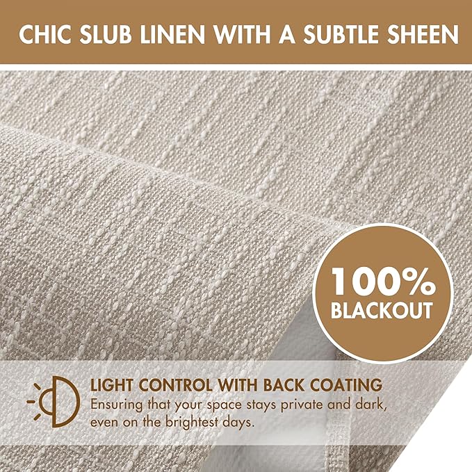 Madison Park Cordless Roman Shades, Total Blackout Window Blind Privacy Window Shades, Thermal Insulated Cordless Window Treatment for Bedroom, Living Room, Quincy, Single Panel 35" W X 64" H Linen