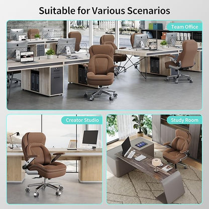 Big and Tall Office Chair, 600lbs Heavy Duty Desk Chair with 5D Arms, Adjustable Lumbar Support & Height, Tilt Function, Fabric High Back Ergonomic Executive Computer Chair with 3'' Casters