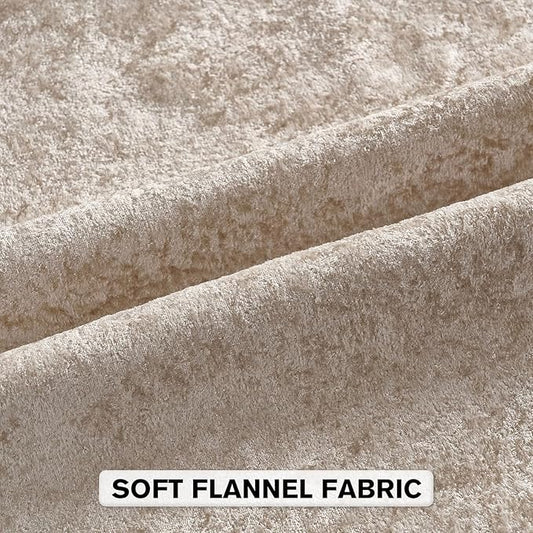 FUTEI Beige Flannel Throw Pillow Covers 18x18 Inch Set of 2,Soft Dimensional Textured Cushion Cases,Modern Home Decor for Couch Living Room