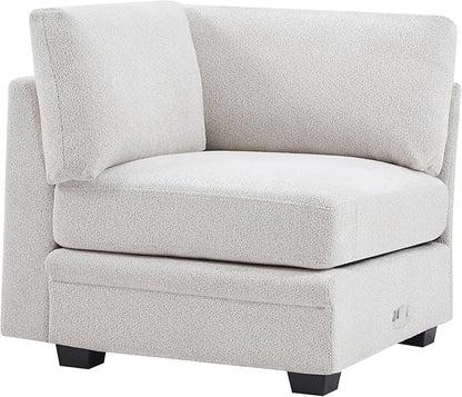 Christopher Knight Home Zery 7-Piece U-Shape Lounge Sofa Couch with Ottomans, Modern Modular Sectional Sofa Set with Pillow Back for Living Room, Chenille Upholstered Cloud Couch with Deep Seat,Beige