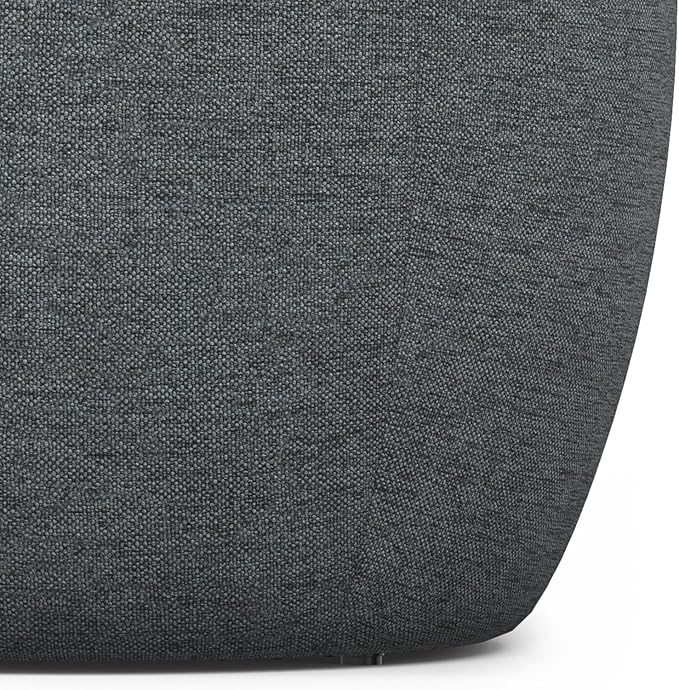 SIMPLIHOME Ramsay 16 inch Wide Contemporary Irregular Footstool in Grey Linen Look Fabric, Fully Assembled for the Living Room