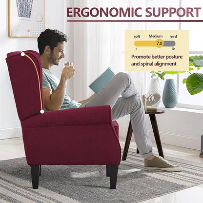 Accent Chair Set of 2, Modern Living Room Chairs with Wingback, Comfy Upholstered High Back Single Sofa for Bedroom, Mid-Century Reading Armchair Sillas para Sala