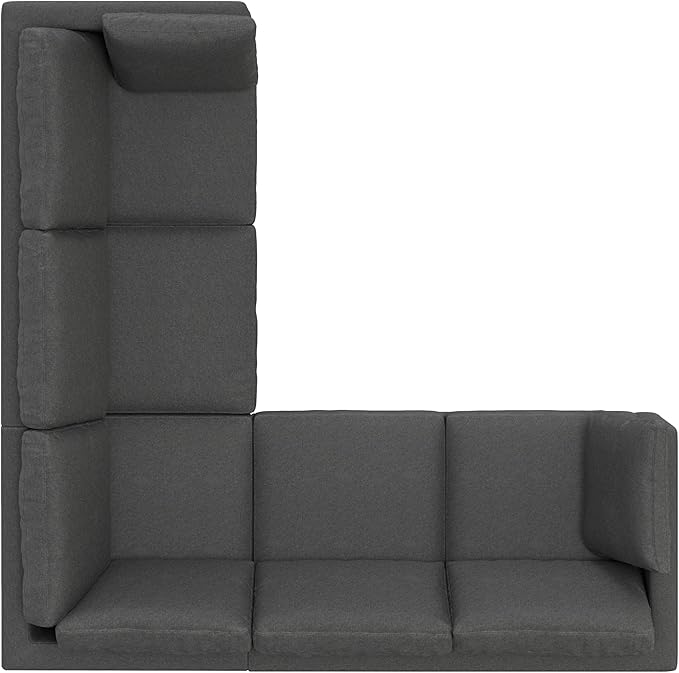SIMPLIHOME Ava Corner Sectional Sofa in 100% Recycled Polyester Tightly Woven Performance Fabric, Pebble Grey, 102-inches Wide, Handcrafted Mid-Century Modern Style L-Shaped Couch for Living Room