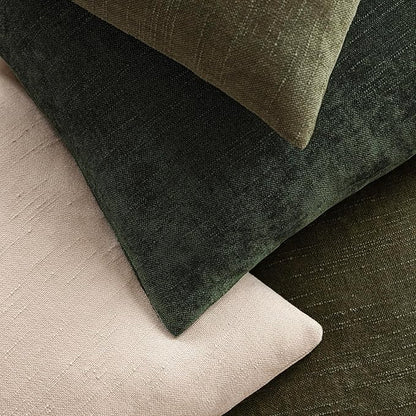 Foindtower Pack of 2 Soft Textured Chenille Throw Decorative Pillow Covers Square Accent Solid Cushion Cover Neutral Farmhouse Pillow Case for Couch Sofa Bedroom Living Room 20x20 Inch,Dark Green