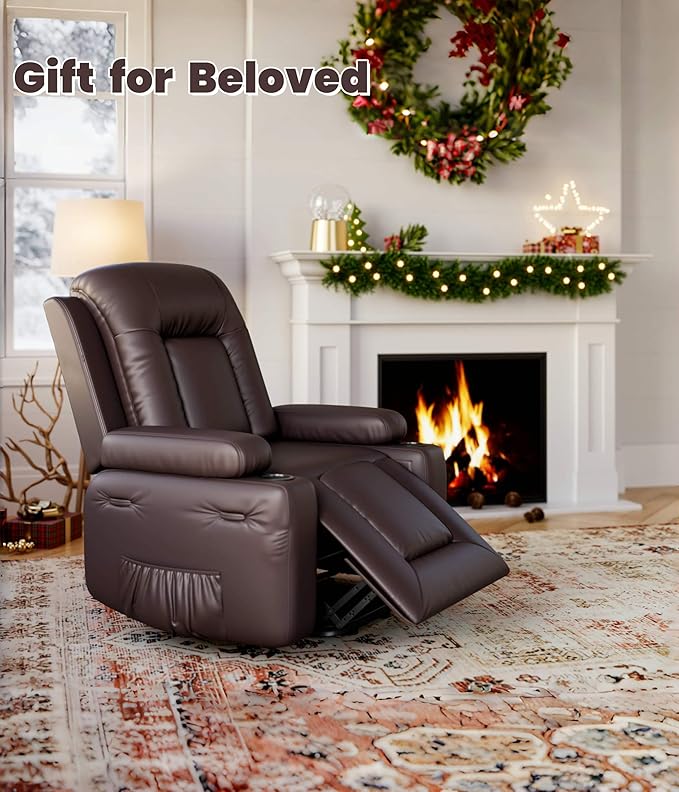 GarveeHome Oversized Electric Lift Recliner Chair - Heat and Massage, PU Leather Power Lift Recliner for Elderly & Mobility Impaired, Adjustable Back and Legs, Heavy Duty Lift Chair for Seniors