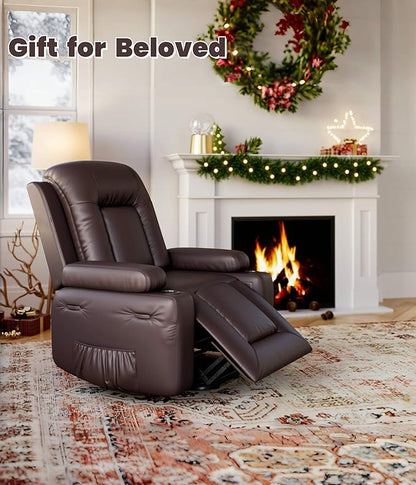 GarveeHome Oversized Electric Lift Recliner Chair - Heat and Massage, PU Leather Power Lift Recliner for Elderly & Mobility Impaired, Adjustable Back and Legs, Heavy Duty Lift Chair for Seniors