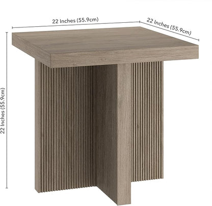 Henn&Hart 22" Wide Square Side Table in Antiqued Gray Oak, for Home, Living Room, Bedroom, Entertainment Room, Office