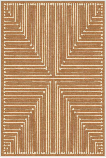 RUGGABLE x Jonathan Adler Machine Washable Modern Area Rug – Inkdrop Copper 4x6, Stain-Resistant, Non-Slip – Medium Rugs for Living Room, Bedroom, Hallway, Entryway & Office–with Cushioned Pad