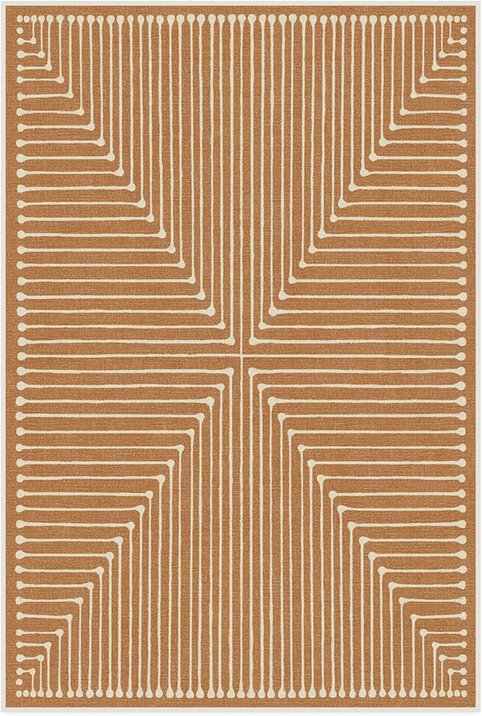 RUGGABLE x Jonathan Adler Machine Washable Modern Area Rug – Inkdrop Copper 4x6, Stain-Resistant, Non-Slip – Medium Rugs for Living Room, Bedroom, Hallway, Entryway & Office–with Standard Pad