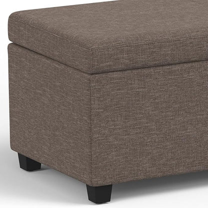 SIMPLIHOME Avalon 54 inch Wide Contemporary Rectangle Extra Large Storage Ottoman Bench in Fawn Brown Polyester Linen Fabric, Assembled, for The Living Room, Entryway and Family Room