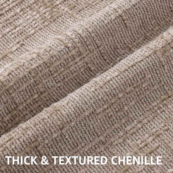 decorUhome Fall Oatmeal Chenille Throw Pillow Covers 16x16 Set of 2 Thick Textured Slubby Couch Pillow Covers Farmhouse Accent Modern Neutral Decorative Pillow Cases for Bed Sofa Living Room