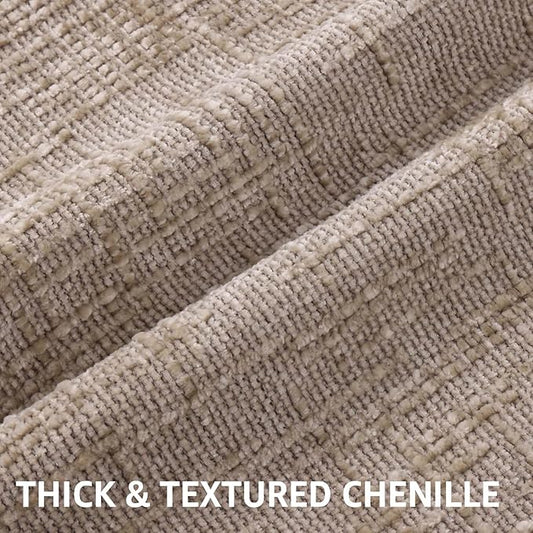 decorUhome Oatmeal Chenille Throw Pillow Covers 26x26 Set of 2 Thick Textured Slubby Couch Pillow Covers Farmhouse Accent Modern Neutral Decorative Pillow Cases for Bed Sofa Living Room