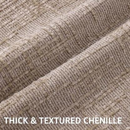 decorUhome Oatmeal Chenille Throw Pillow Covers 24x24 Set of 2 Thick Textured Slubby Couch Pillow Covers Farmhouse Accent Modern Neutral Decorative Pillow Cases for Bed Sofa Living Room