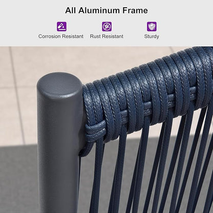 PURPLE LEAF 4 Pieces Patio Conversation Set Outdoor Wicker Furniture with Aluminum Table and Rattan Chairs Sofa Cushions Included for Porch Backyard Garden Balcony Gray