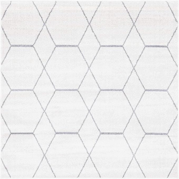 Unique Loom Trellis Frieze Collection Area Rug - Geometric (5' Square, Ivory/ Gray)