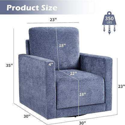 INZOY Swivel Accent Chair Set of 2, Comfy 360° Swivel Chair with Hidden Storage, Upholstered Chenille Square Chair for Living Room Bedroom Small Spaces, Fully Assembled, Blue