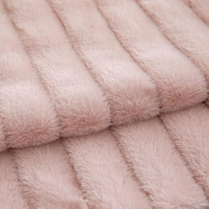 Pack of 2 Faux Fur Throw Pillow Covers 18x18 Inch Striped Decorative Soft Plush Couch Pillow Case Home Decor for Bed, Sofa, Living Room Pink