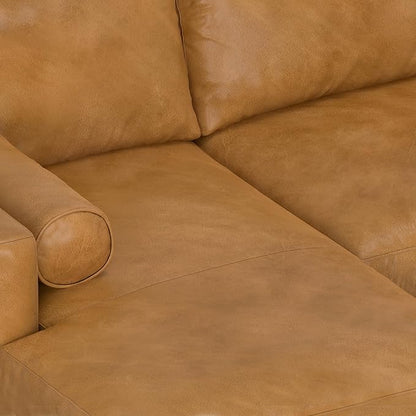 SIMPLIHOME Morrison Left Sectional Sofa in Full-Grain Genuine Leather, Sienna, 102-inches Wide, L-Shaped Leather Couch with Left Chaise for The Living Room and Family Room