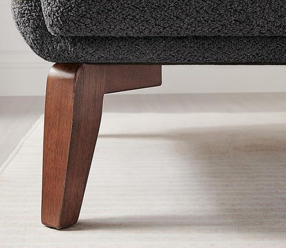 Oversized Accent Chair Modern Boucle Armchair for Living Room- 37" Wide Accent Chair with Solid Wood Legs, Dark Gray Upholstered Lounge Chair for Bedroom & Office, Cozy Reading Chair (Easy Assembly)