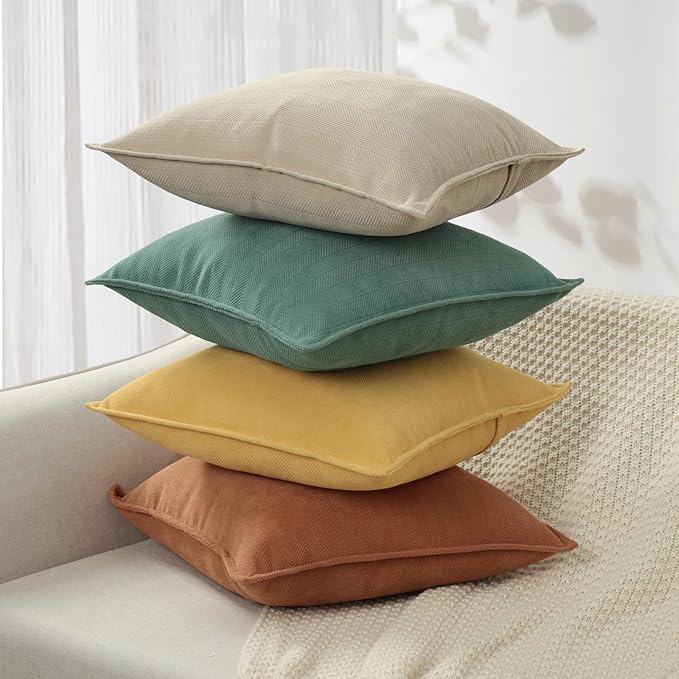 ZWJD Throw Pillow Covers 20x20 Set of 4 Chenille Pillow Covers with Elegant Design Soft and Luxurious Decorative Throw Pillows for Couch, Bed, and Home Decor