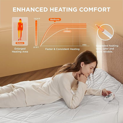 Bedsure Heated Mattress Pad Twin XL- Bed Warmer with Memory & Preheat Functions, 12-Hour Auto Off & 10 Heat Settings, Single Controller, Fast Heating, Brushed Electric Mattress Pad Twin XL, 39"x80"