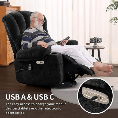 DURASPACE Power Lift Recliner Chair Massage Recliners with Heat, Shell Backrest Lift Chair Recliners for Elderly（Dark Gray）