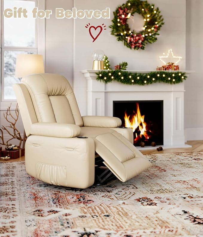 GarveeHome Power Lift Recliner Chair - Heat and Massage, Faux PU Electric Lift Recliner for Elderly & Mobility Impaired, Adjustable Back and Legs, Heavy Duty Lift Chair for Seniors