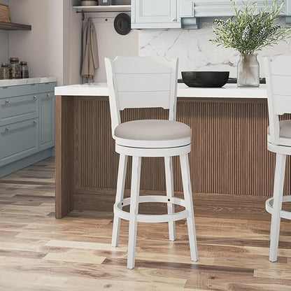 Hillsdale Clarion Wood Swivel Bar Height Stool, Sea White