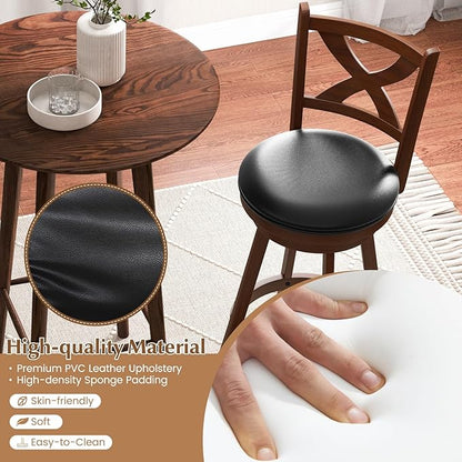 COSTWAY Bar Stools Set of 2, 30 Inch Classic Bar Height Chairs with X-Shaped Open Back, 2 PCS Swivel Barstool Set for Kitchen Island, Pub, Bistro, Café, Espresso (2, 30 Inch)