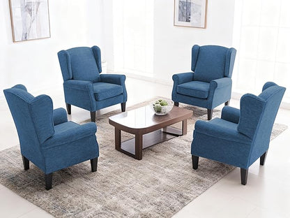 Accent Chair for Living Room Set of 2, High Back Reading Armchairs with Removable Seat Cushion, Mid-Century Single Couch in Fabric, Modern Ergonomic Wingback Chair for Bedroom,Club, Balcony