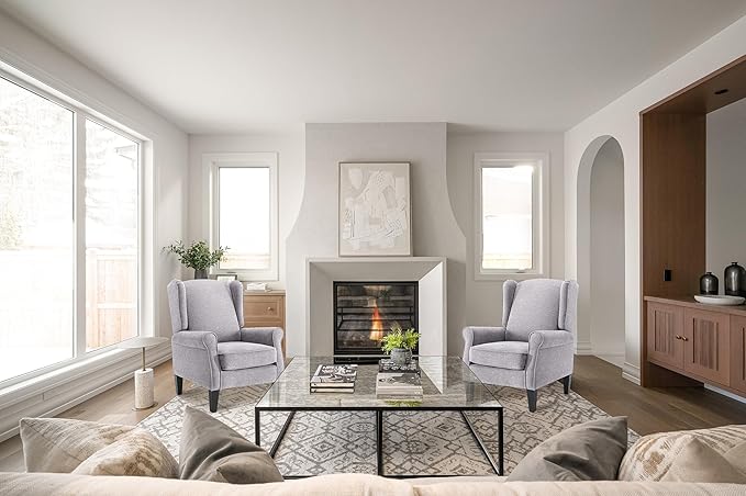 Accent Chair Set of 2, Modern Living Room Chairs with Wingback, Comfy Upholstered High Back Single Sofa for Bedroom, Mid-Century Reading Armchair Sillas para Sala