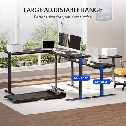 FLEXISPOT L Shaped Standing Desk, 63 x 55 Inch Electric Height Adjustable Corner Desk, Sit Stand Computer Workstation, Preset Controller, Home Office, Black Frame with Black Top