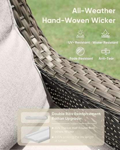HUMMUH High Back Outdoor Swivel Rocker Patio Chairs Set of 2 with 5-Inch Thick Cushions, All-Weather Wicker Patio Furniture for Porch,Poolside, Deck, and Yard