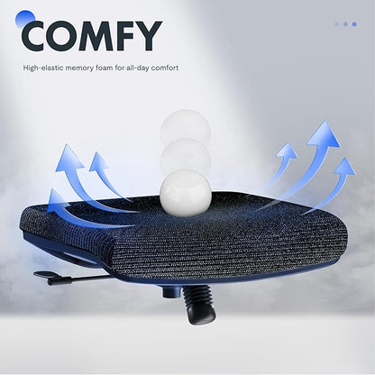 FLEXISPOT OC3 Cloud Ergonomic Office Chair High Back Mesh Swivel Computer Chair Executive Office Desk Chairs with Adjustable Lumbar Support/2D Headrest/Lockable Backrest, Foam Seat Cushion, Black