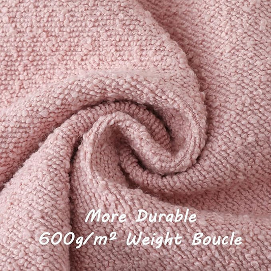 FUTEI Pack of 2 Pink Decorative Throw Pillow Covers 22x22 Inch Soft Cozy Solid Boucle Textured Cushion Case,Modern Home Decor for Couch Bed Living Room