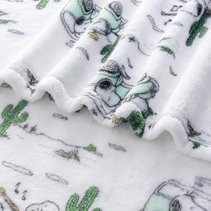 Berkshire Blanket Peanuts® VelvetLoft® Cute Character Snoopy Plush Throw Blanket,Snoopy Desert Travel White,Throw 55 in x 70 in (Official Peanuts® Product)