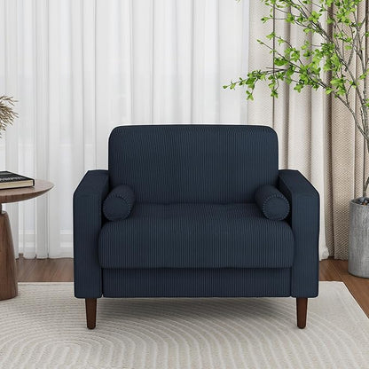 Oversized Accent Chair Set of 1, Corduroy Fabric Mid Century Modern Armchair with Large Seat for Living Room Bedroom Reading