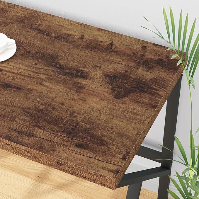 HSH Rustic Computer Desk, Large Executive Writing Study Work Desk for Home Office, Industrial Metal Wooden PC Laptop Long Desk Workstation, Modern Bedroom Living Room Table, Rustic Brown, 60 Inch