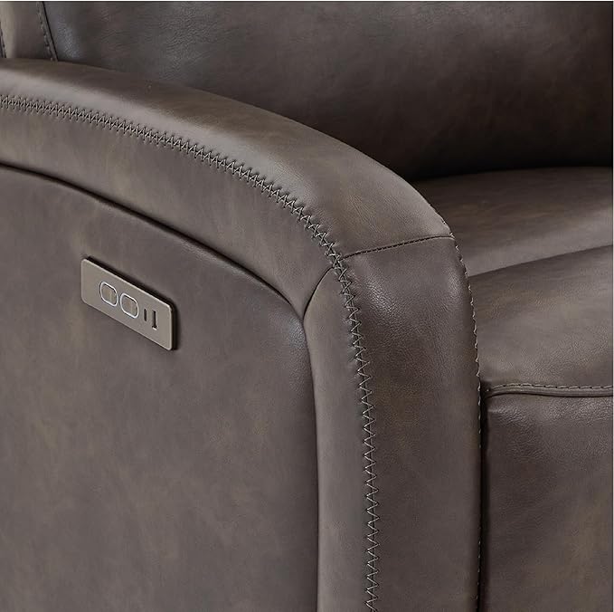Watson & Whitely Recliner Chair, Zero Wall Reclining Sofa Chair W Power Headrest Type-C Charger, Small Faux Leather RV Recliners Home Theater Seating for Living Room, Chocolate
