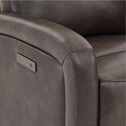 Watson & Whitely Recliner Chair, Zero Wall Reclining Sofa Chair W Power Headrest Type-C Charger, Small Faux Leather RV Recliners Home Theater Seating for Living Room, Chocolate