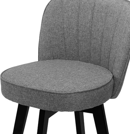 MINCETA Bar Stools Set of 2, 26 Inch Upholstered Barstools with Backrest and Footrest, Swivel Counter Height Barstools for Kitchen Island Home Bar Gray