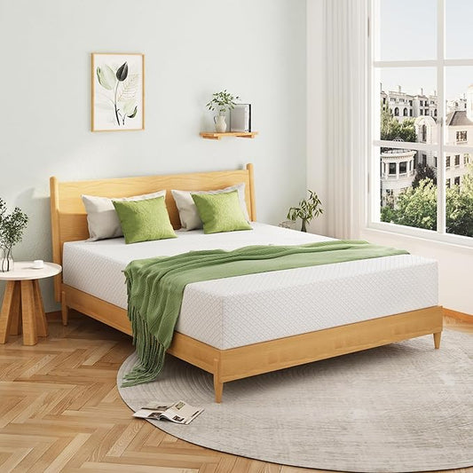 EGOHOME King Size Memory Foam Mattress, 12 Inch Bed Mattress in a Box with Cooling Green Tea Gel, Relieve Pressure with Medium Support, CertiPUR-US Certified, 80''L x 76''W, White