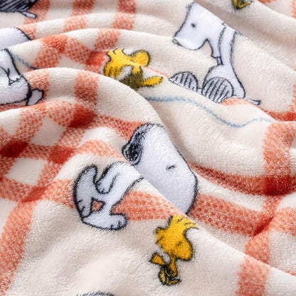 Berkshire Blanket Peanuts VelvetLoft Cute Character Snoopy Plush Throw Blanket,Peanuts Snoopy and Woodstock Wood Holiday Plaid,Throw 55 in x 70 in (Official Peanuts® Product)