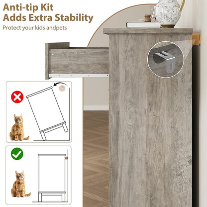 GarveeHome 7 Dresser for Bedroom, 54 in Wide Drawer Dresser with Storage Freestanding, Wooden Closet Storage Chest for Living Room, Bedroom, Entryway, Ash Grey